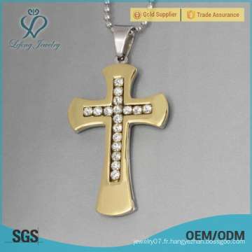 Pendentif crucifix en cristal de cristal d&#39;or, bijoux celtiques pour femmes